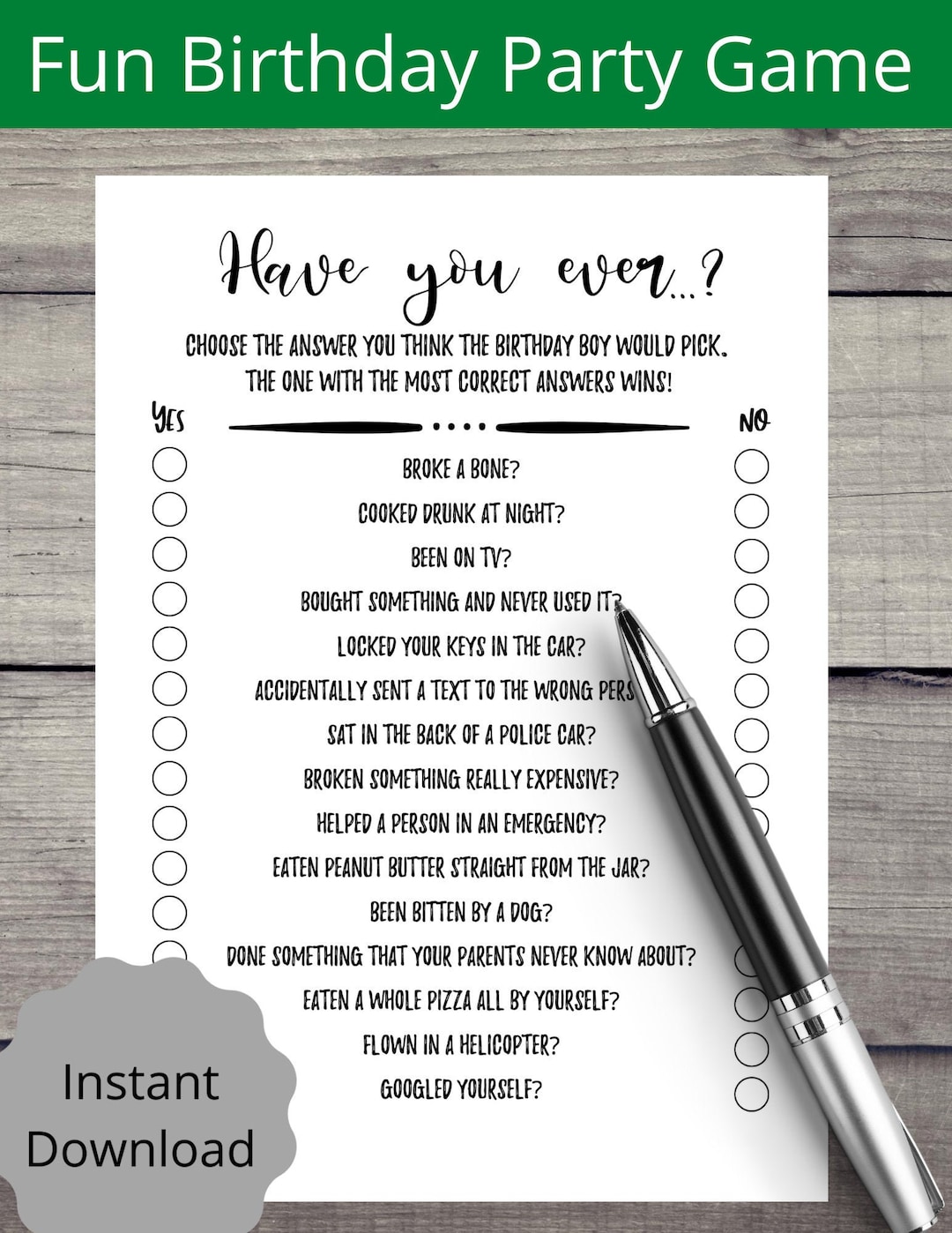 Adult Birthday Boy Party Games, Have You Ever.. Birthday Games, 20th ...