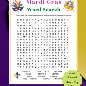 5 in 1 Mardi Gras Game Bundle Mardi Gras Printable Game for Kids & Adults Fun Mardi Gras Game Mardi Gras Trivia Game, Fat Tuesday image 5