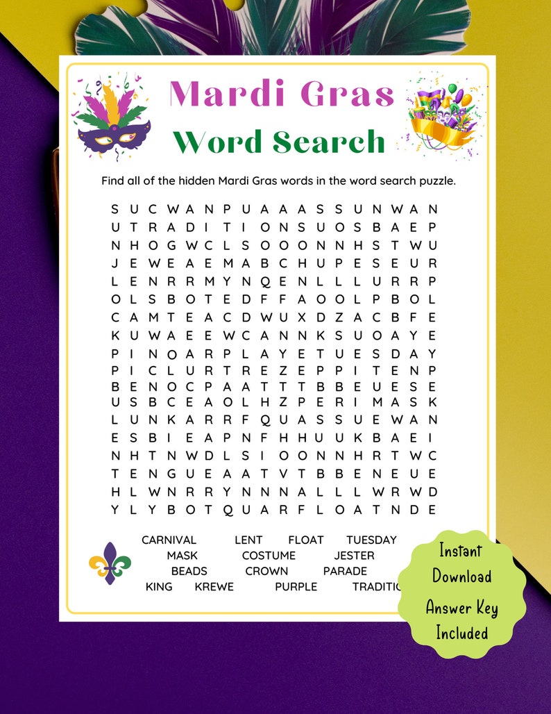 5 in 1 Mardi Gras Game Bundle Mardi Gras Printable Game for Kids & Adults Fun Mardi Gras Game Mardi Gras Trivia Game, Fat Tuesday image 5