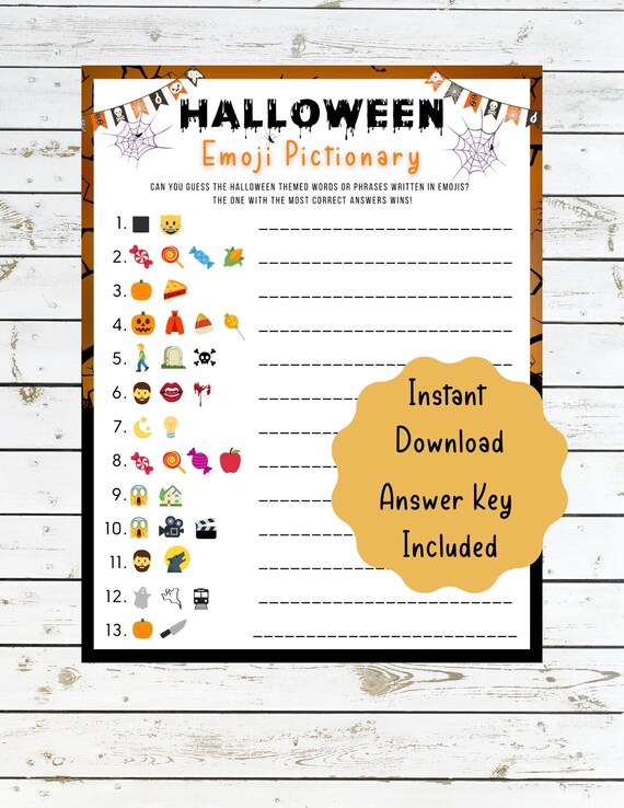 Emoji Pictionary Halloween Game Spooky Halloween Printable Etsy