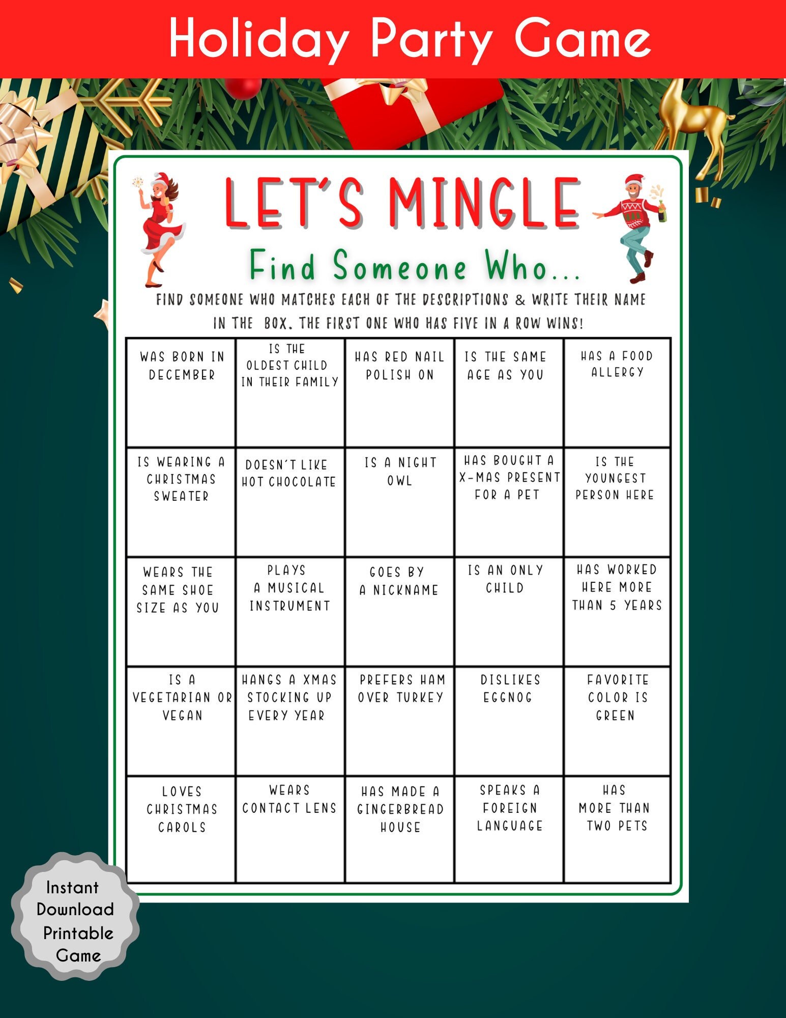 Find Someone Who Game Christmas