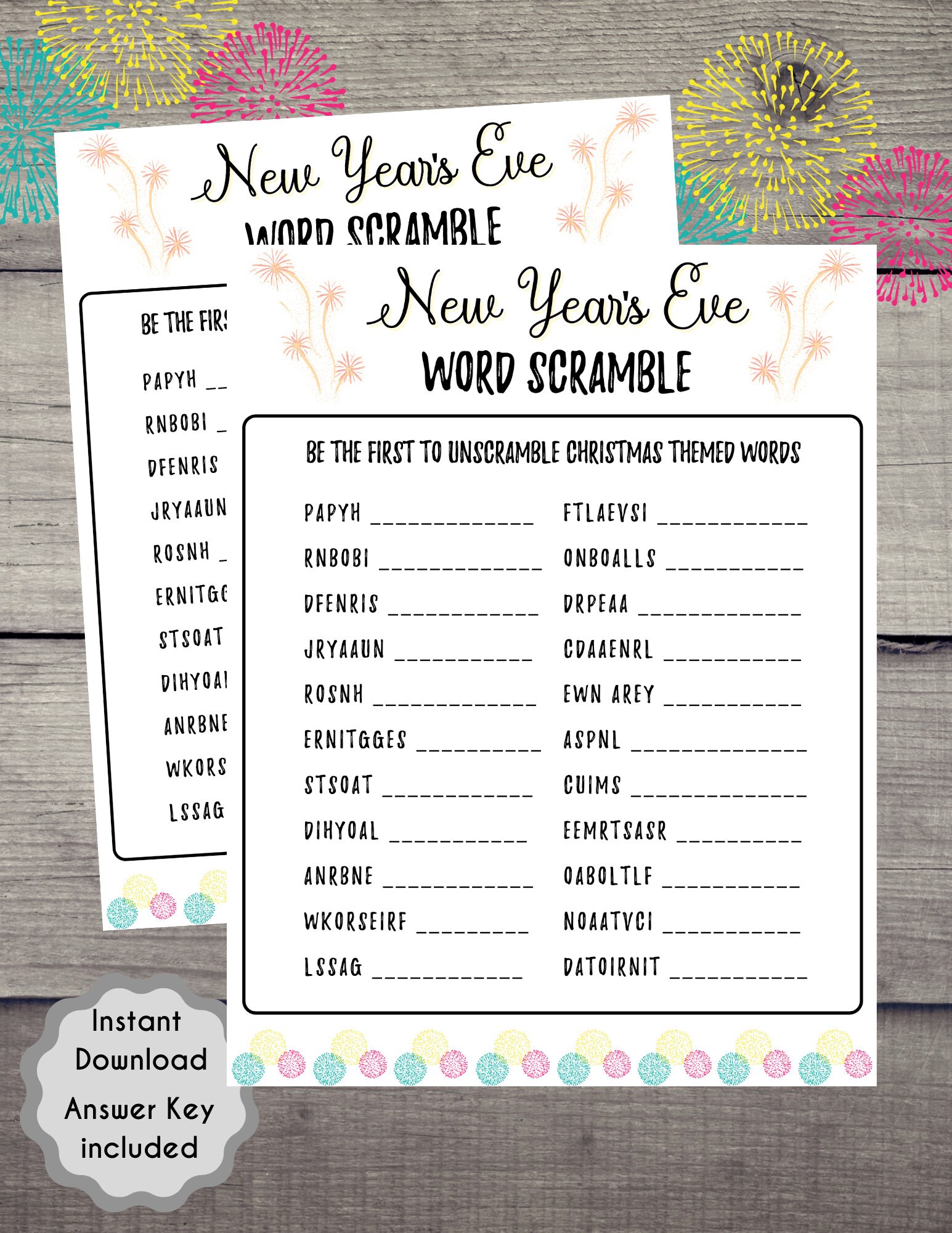 New Years Eve Game Set New Years Eve Printable Games New Etsy