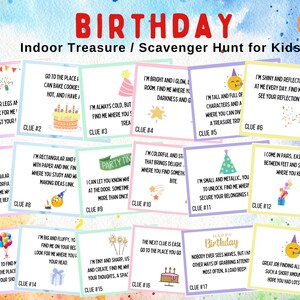 Indoor-Geburtstags-Schnitzel-Schatzsuche für Kinder, Indoor-Schnitzeljagd 17 Hinweise, lustige Geburtstags-Aktivität für Preteens, Tweens-Kinderaktivität