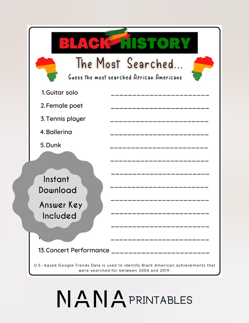 10 in 1 Black History Month Game Bundle, Fun Educational Game Kids