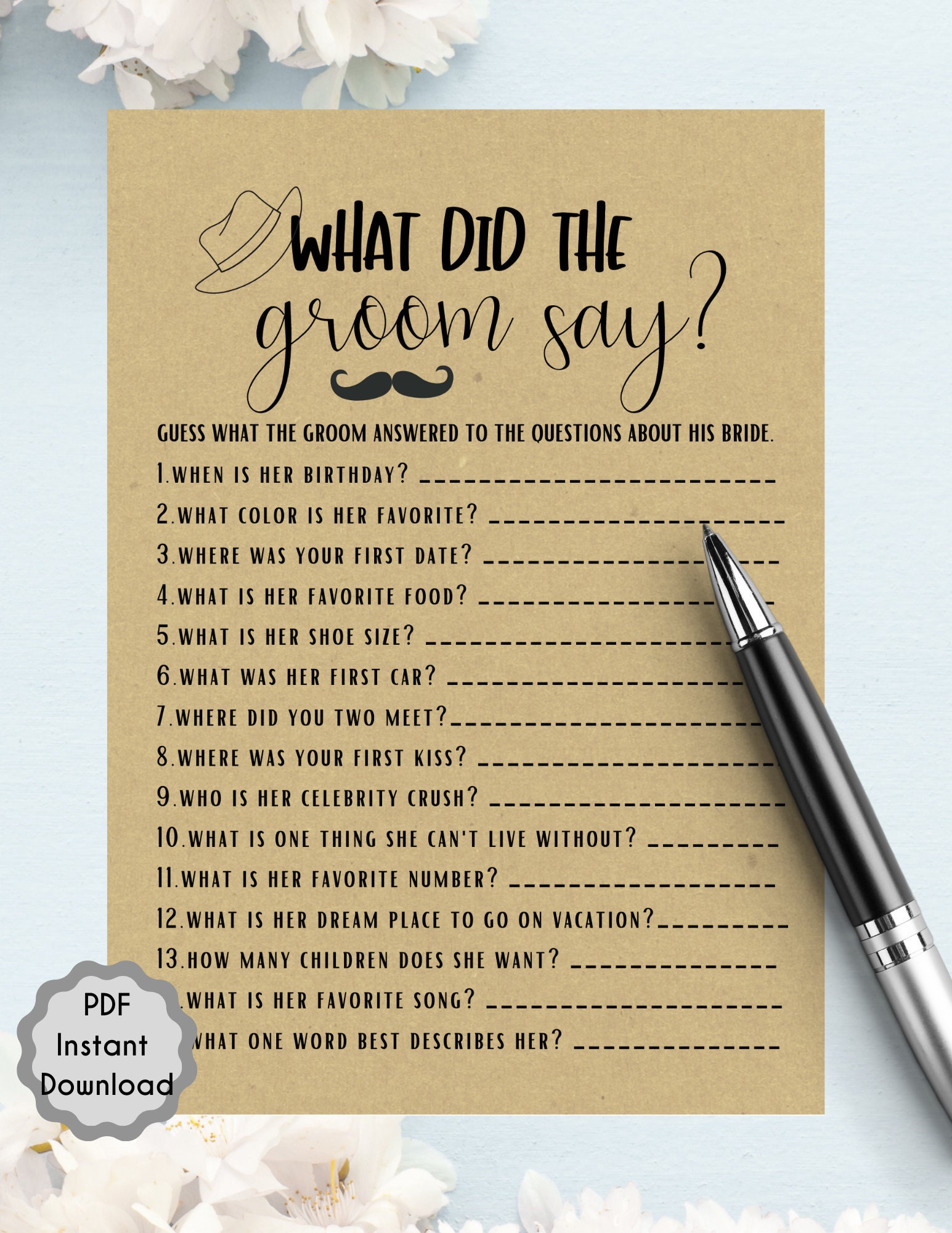 What Did The Groom Say Bridal Shower Game