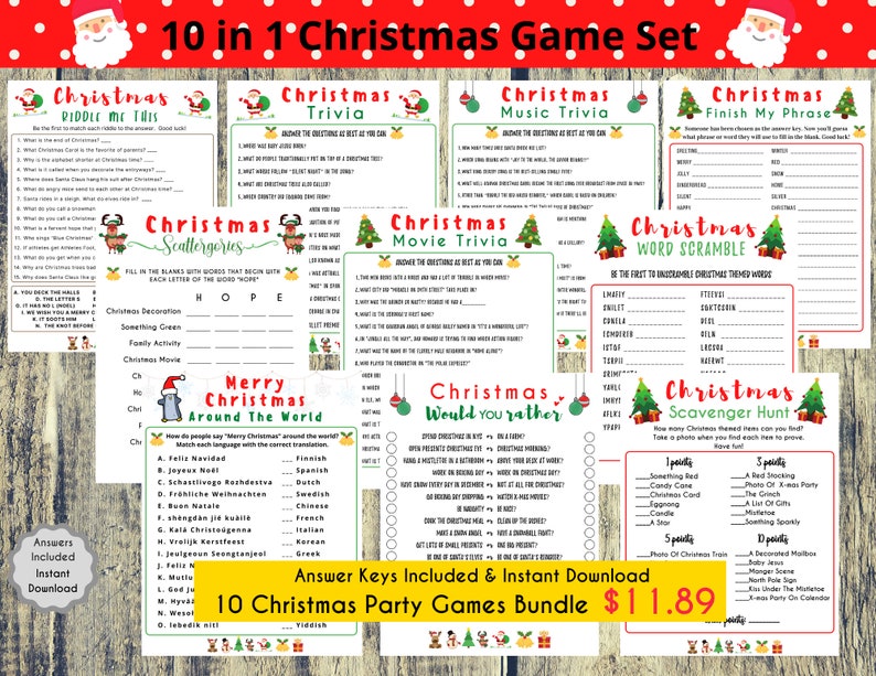 Christmas Riddle Game Christmas Game Printable Fun Holiday Party Game for All Ages Festive Christmas Game Group Xmas Game Family Christmas image 4