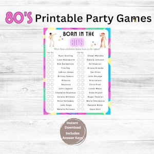 80s Party Games Printable, 80s Theme Party Games, 80s Music Movie ...