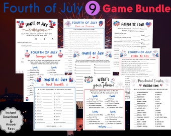 Fourth of July Game Bundle: 9 Patriotic Games (Printable PDF)