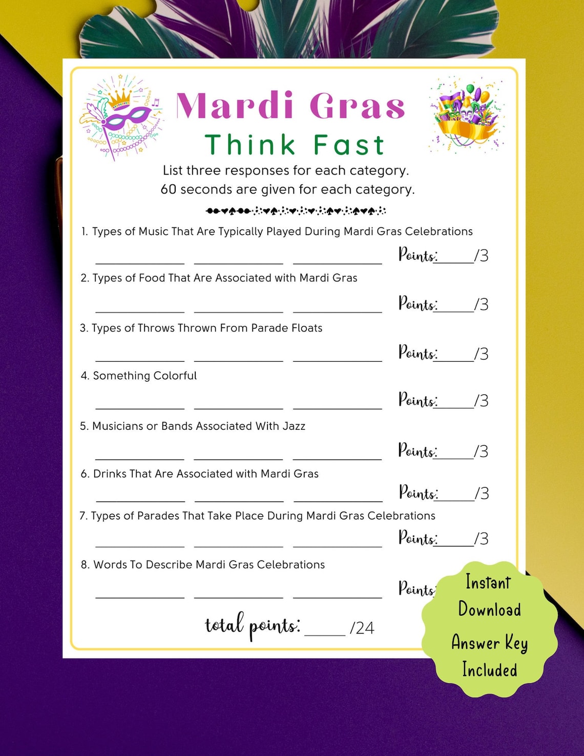 mardi gras printable games