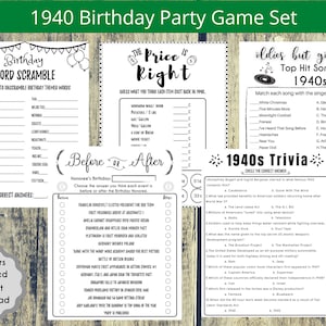Born in 1940 Birthday Games Bundle 85th Birthday Party games 1940 Trivia Fun Printable DIGITAL Minimalist Party Game for Her Him Men Woman