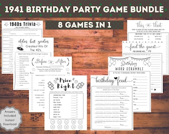 1941 83rd Birthday Games Bundle Printable 1941 Games 83rd Party Activities Men Women Him Her Born in 1945 Trivia Quiz Birthday Family Feud