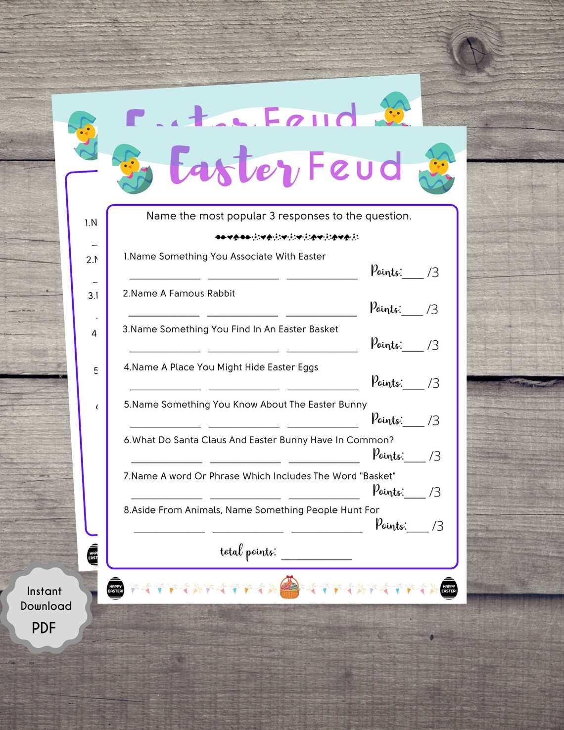 Easter Feud Game Easter Game For Kids Adults Easter Fun Etsy