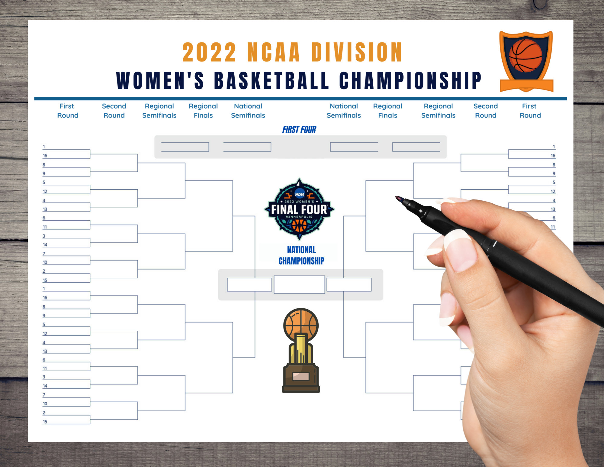 2022 Women's Basketball Bracket Basketball Party Game L Etsy