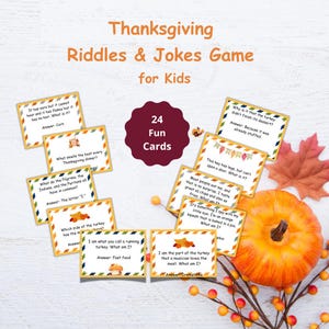 Thanksgiving Printable Riddles & Jokes for kids Game, Fun Friendsgiving Party Game, Thanksgiving Trivia Quiz game, Classroom Fall Activity