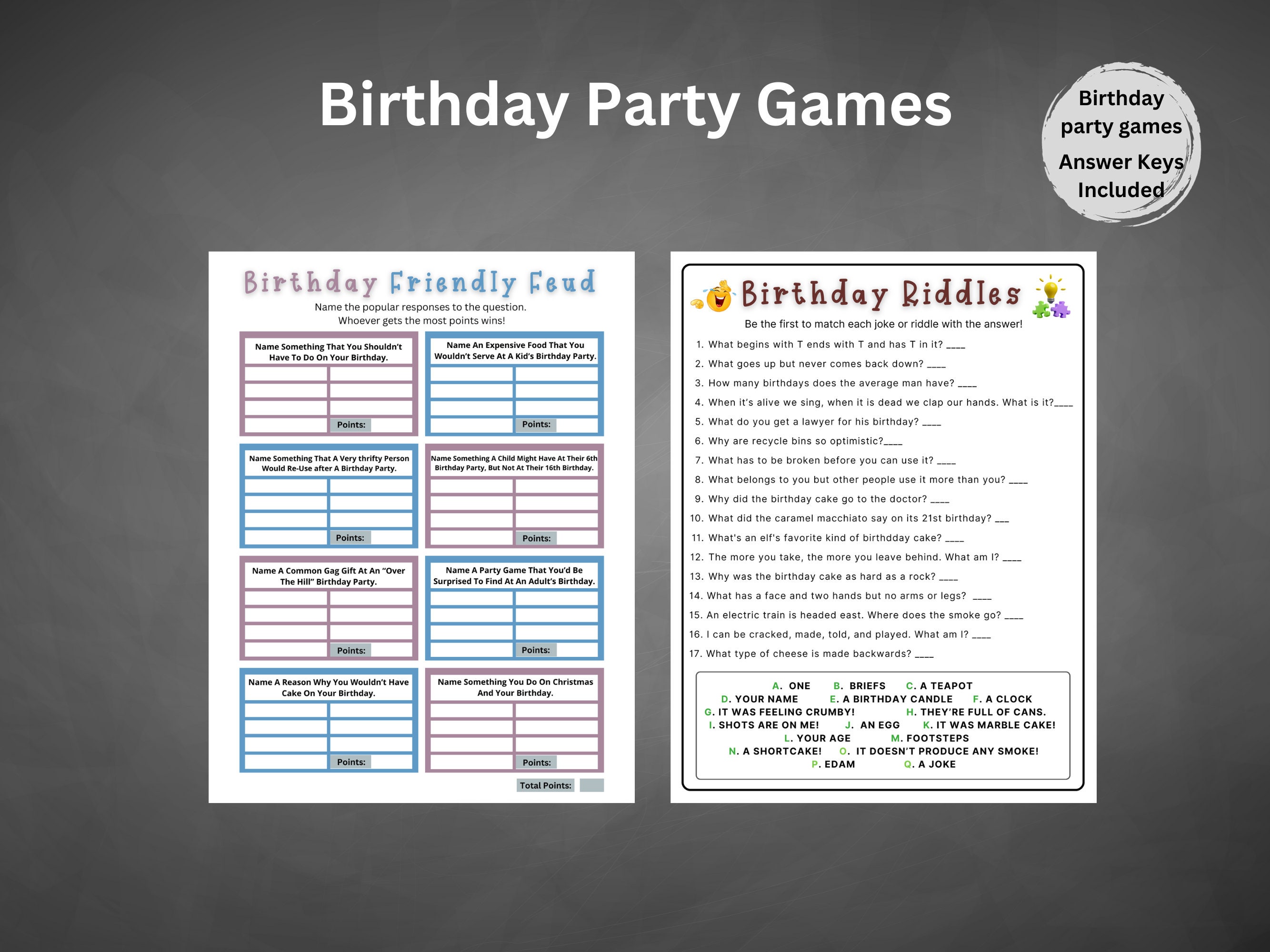 70th Birthday Games Bundle, Printable, Born in 1954 Party Games for Men