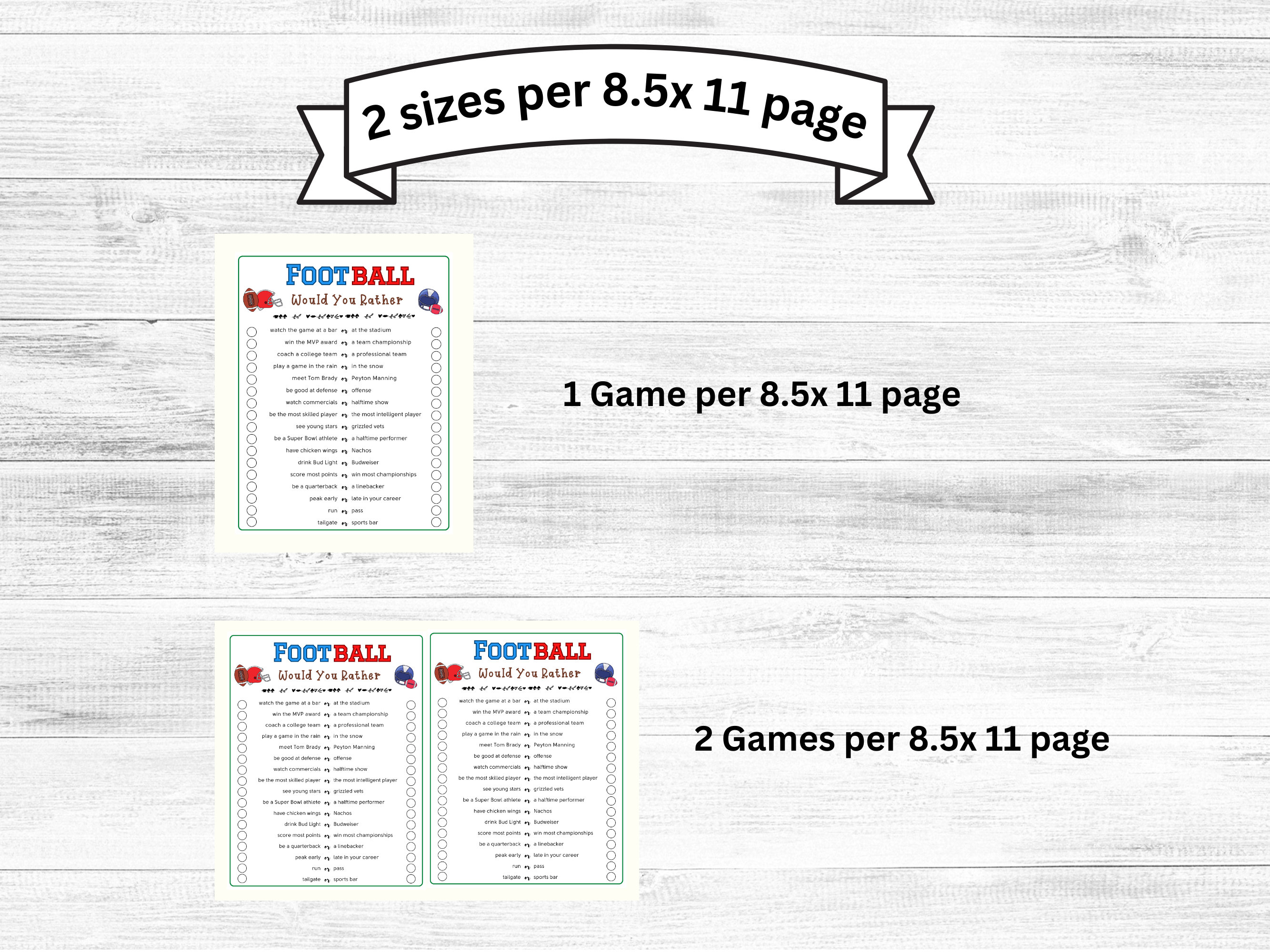 Football Game Would You Rather, Football Bowl Game Printable, Super
