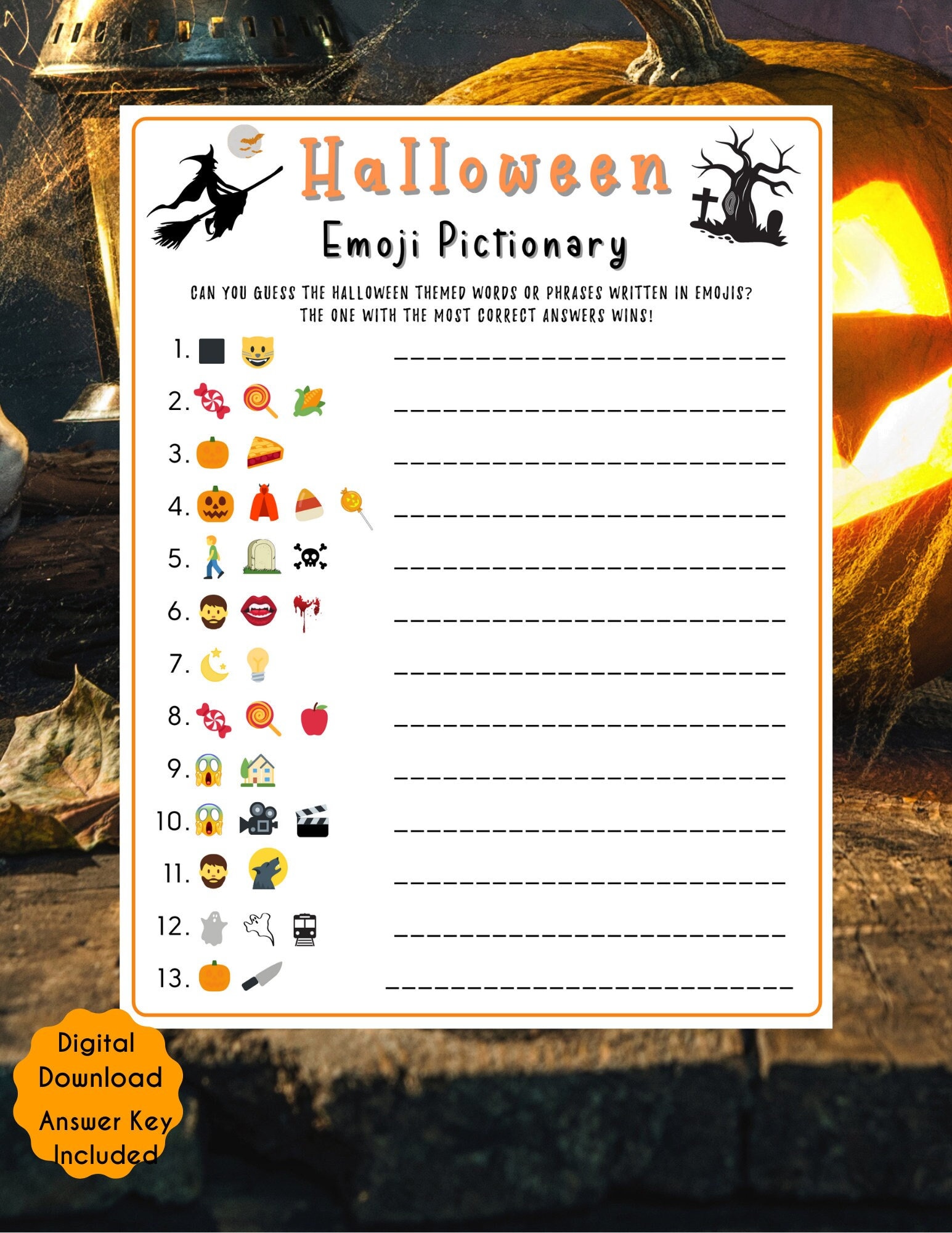 Halloween Emoji Pictionary Game Halloween Emoji Pgame Printable for