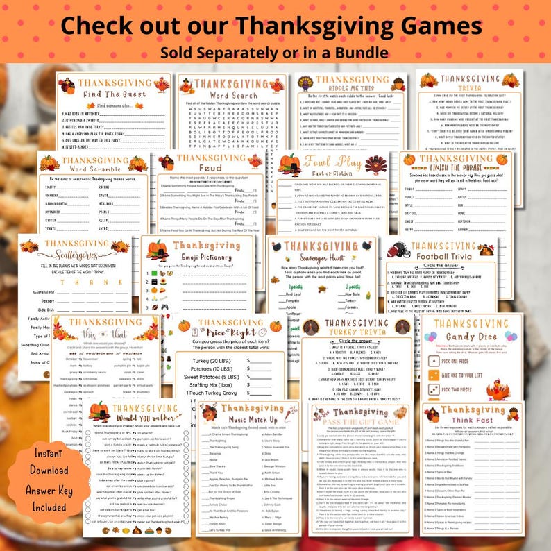 Thanksgiving Find Someone Who Game: Printable Party Activity (PDF ...