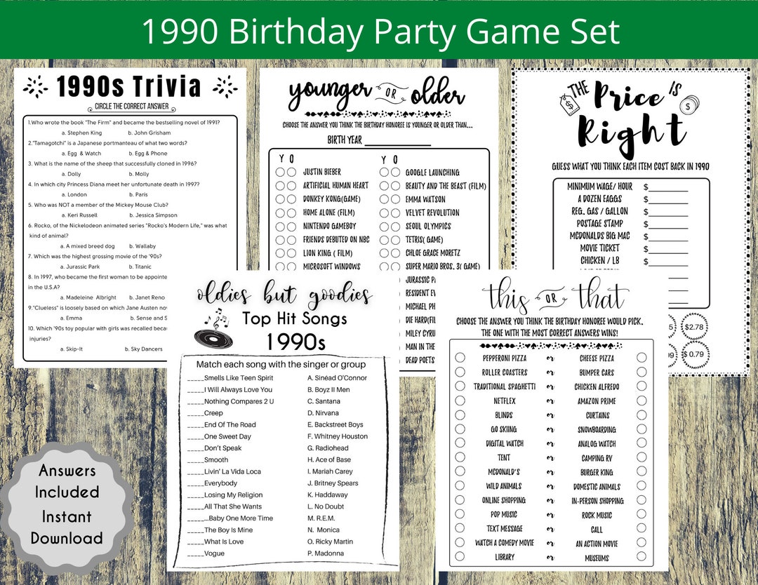 1990 32nd Birthday Party Games Born in 1990s Birthday - Etsy