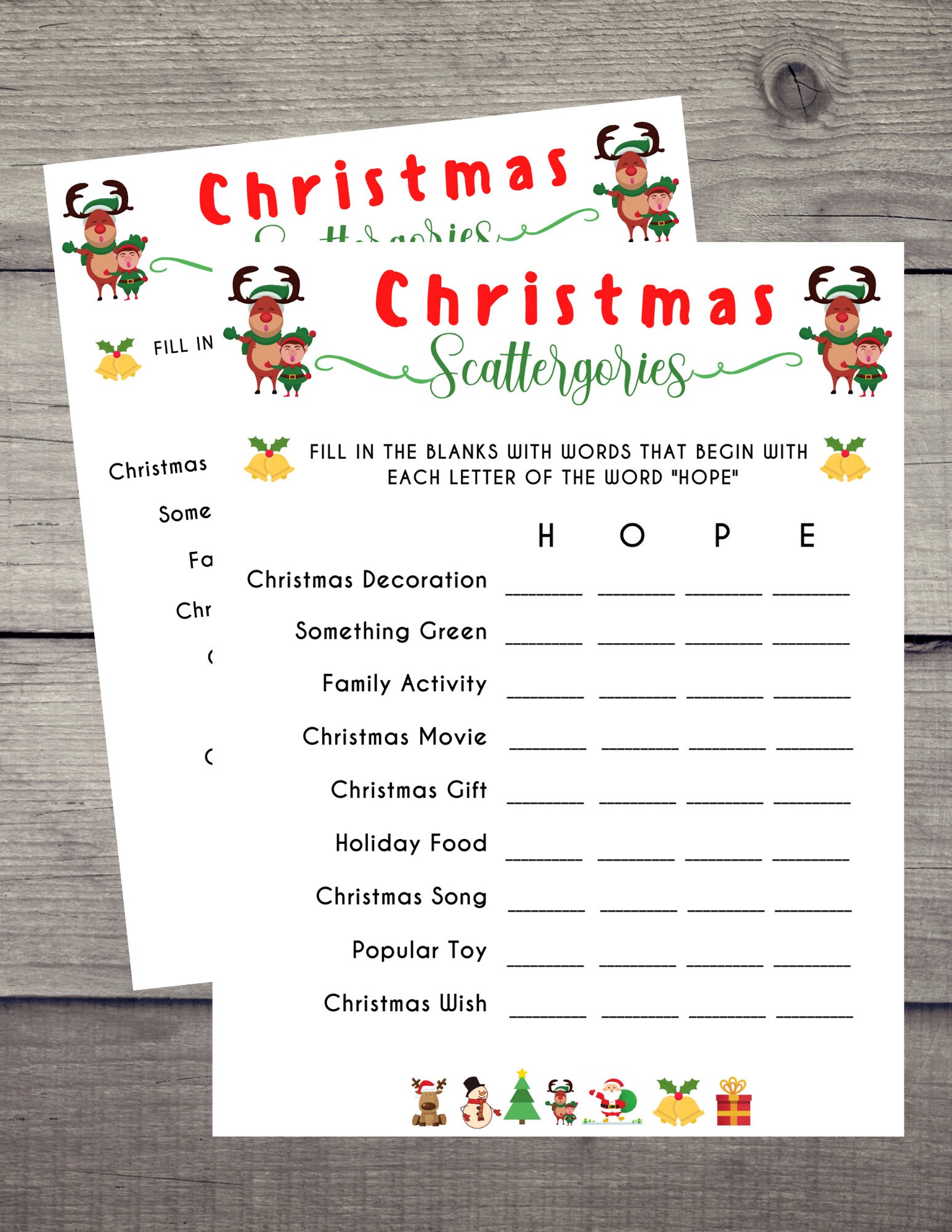 Christmas Scattergories Game Holiday Party Game Christmas Etsy