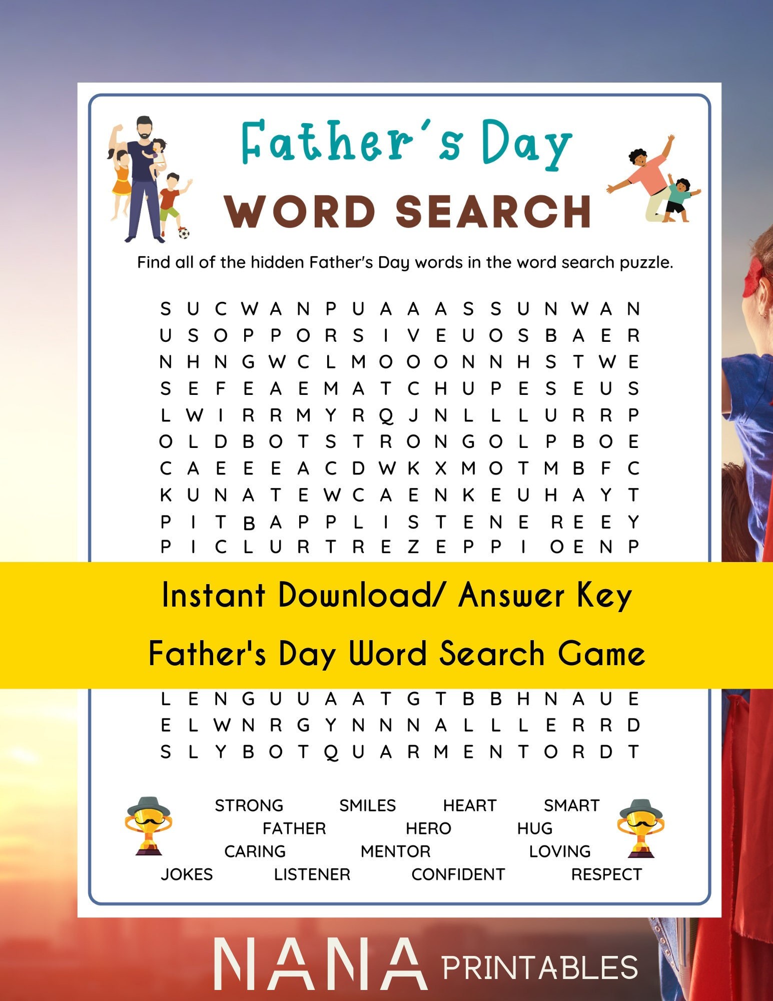 father s day word search game father s day game for etsy