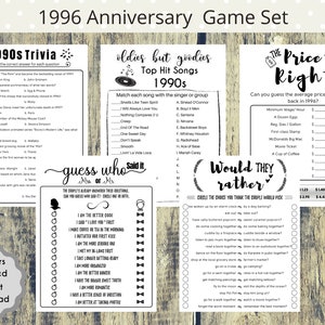 Married in 1996 29th Wedding Anniversary Printable Games Bundle