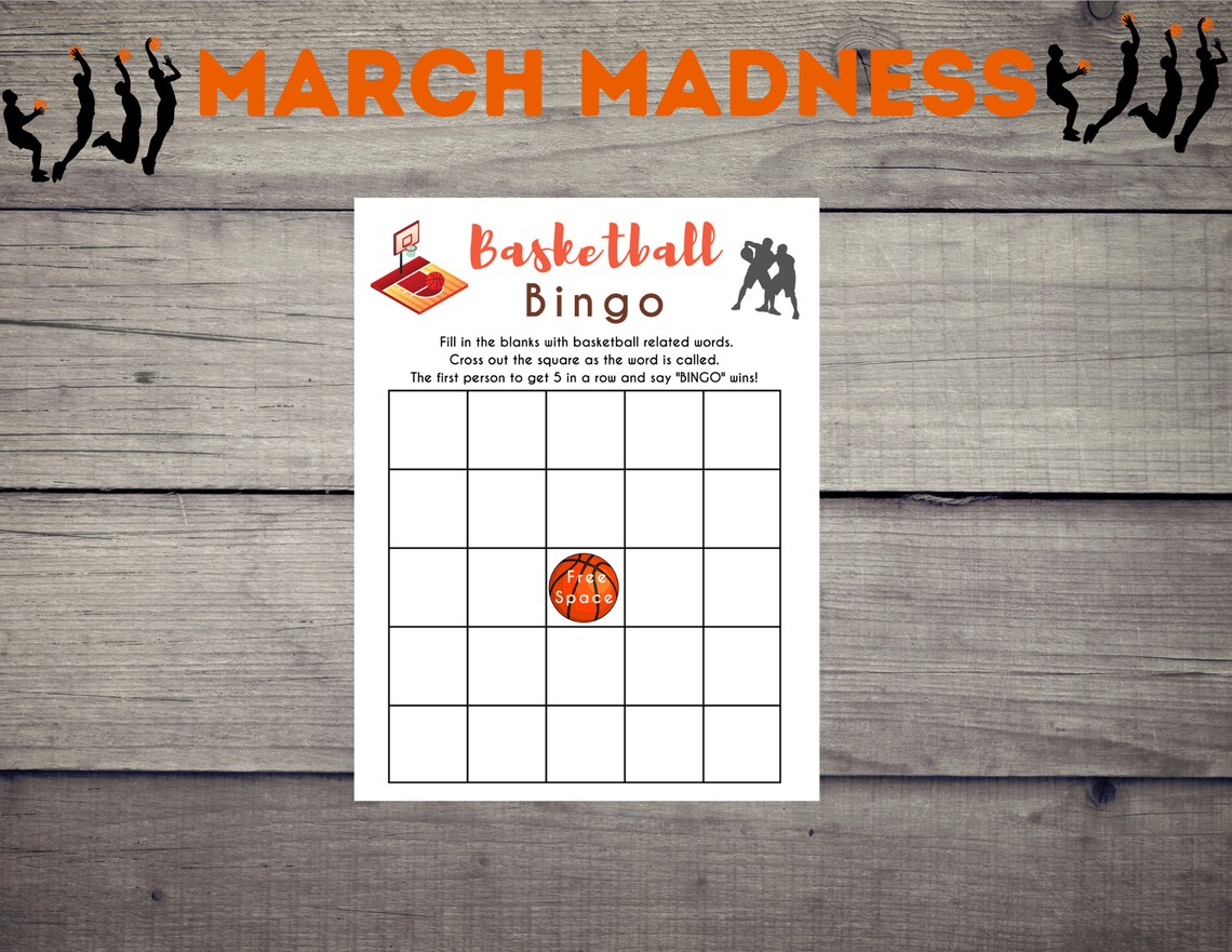 March Madness Basketball Bingo Game Basketball Party Game l Etsy