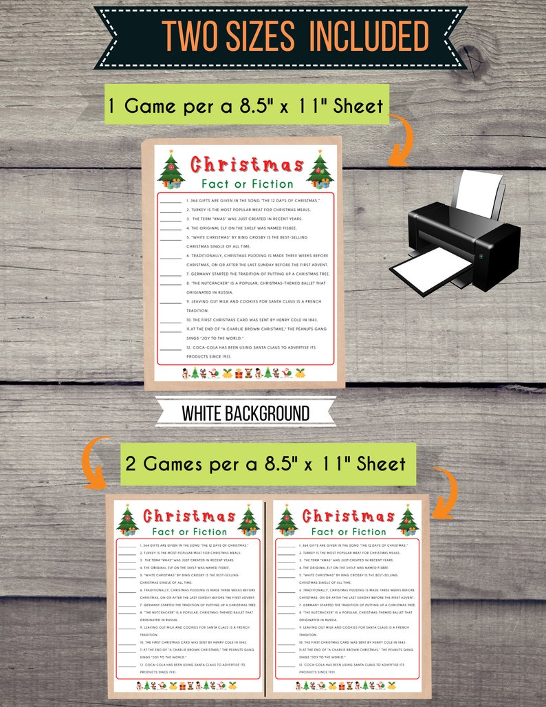 Christmas Fact or Fiction Game Holiday Party Game Christmas Etsy