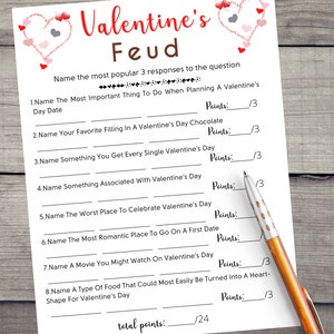 Valentine's Day Feud Game Fun Valentine's Day Feud Activity Valentines Printable Game Galentine's Game Fun Adults Party Games PDF image 2