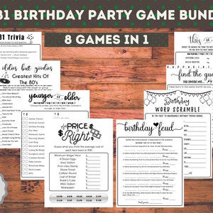 1981 43rd Birthday Printable Party Games, Born in 1981 Birthday Games Bundle, Adult Party games, 1981 Trivia  Game, 1980s Hit songs