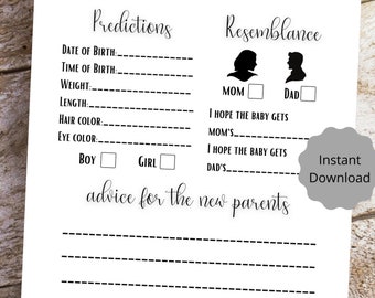 Canopy Street Baby Shower Prediction Cards – 50 Rustic Kraft Cards For Advice & Games, Farmhouse Style, 5x7 Inches