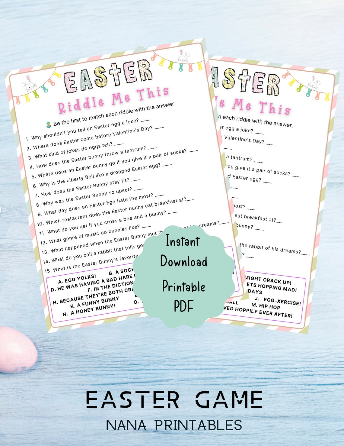 Easter Riddle Me This Game Easter Printable Game for Etsy