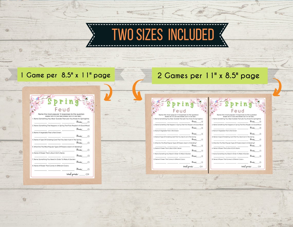 Spring Feud Printable Game Fun Spring Family Feud Party Etsy