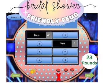 Bridal Shower Family Feud Style PowerPoint Game: Editable Bachelorette Party Trivia (Digital Download)