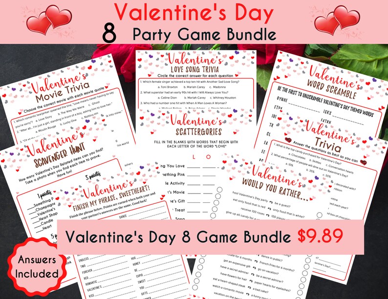 Valentine's Day Scattergories Game Valentine's Day Trivia Valentines Printable Game Galentine's Game Fun Adults Party Game PDF image 6