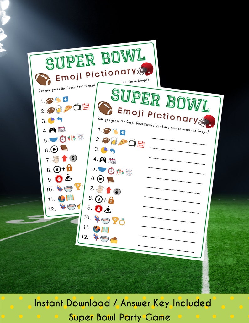 Super Bowl Emoji Pictionary Football Emoji Quiz Super Bowl Etsy Canada