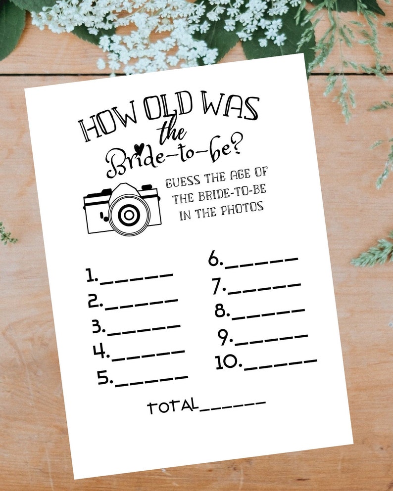 How Old Was the Bride-to-be Bridal Shower Game, Printable, Bride ...