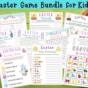 10 Easter Printable Game Bundle for Kids | Fun Easter Party Game | Easter Trivia Quiz for Kids | Easter Activities l Easter Sunday l Virtual