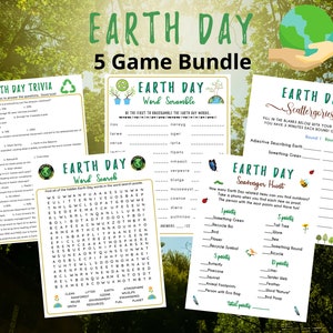 5 in 1 Earth Day Game Bundle |  Earth Day Printable Game for Kids & Adults | Nature Activities | Fun Earth Day Trivia | Classroom Activity