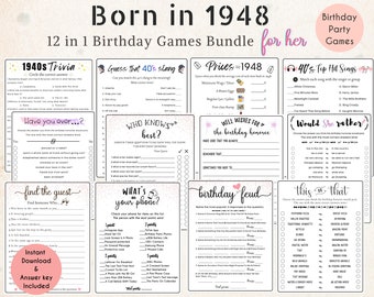 Born in 1948 Birthday Games Bundle: 77th Party Trivia (Digital Download)
