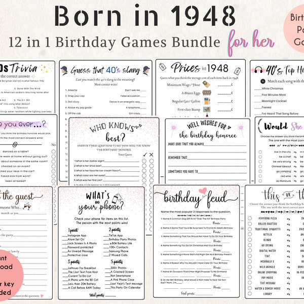 75th birthday games for her - Etsy.de