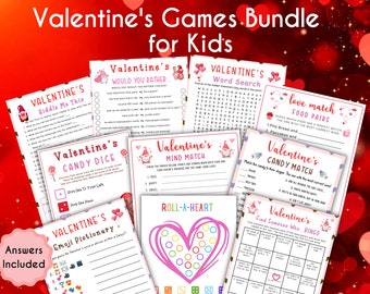 Kids Valentine's Day Game SET |  Valentine's Day Game BUNDLE | Valentines Printable Games | Valentines Classroom | Fun Kids Party Games |