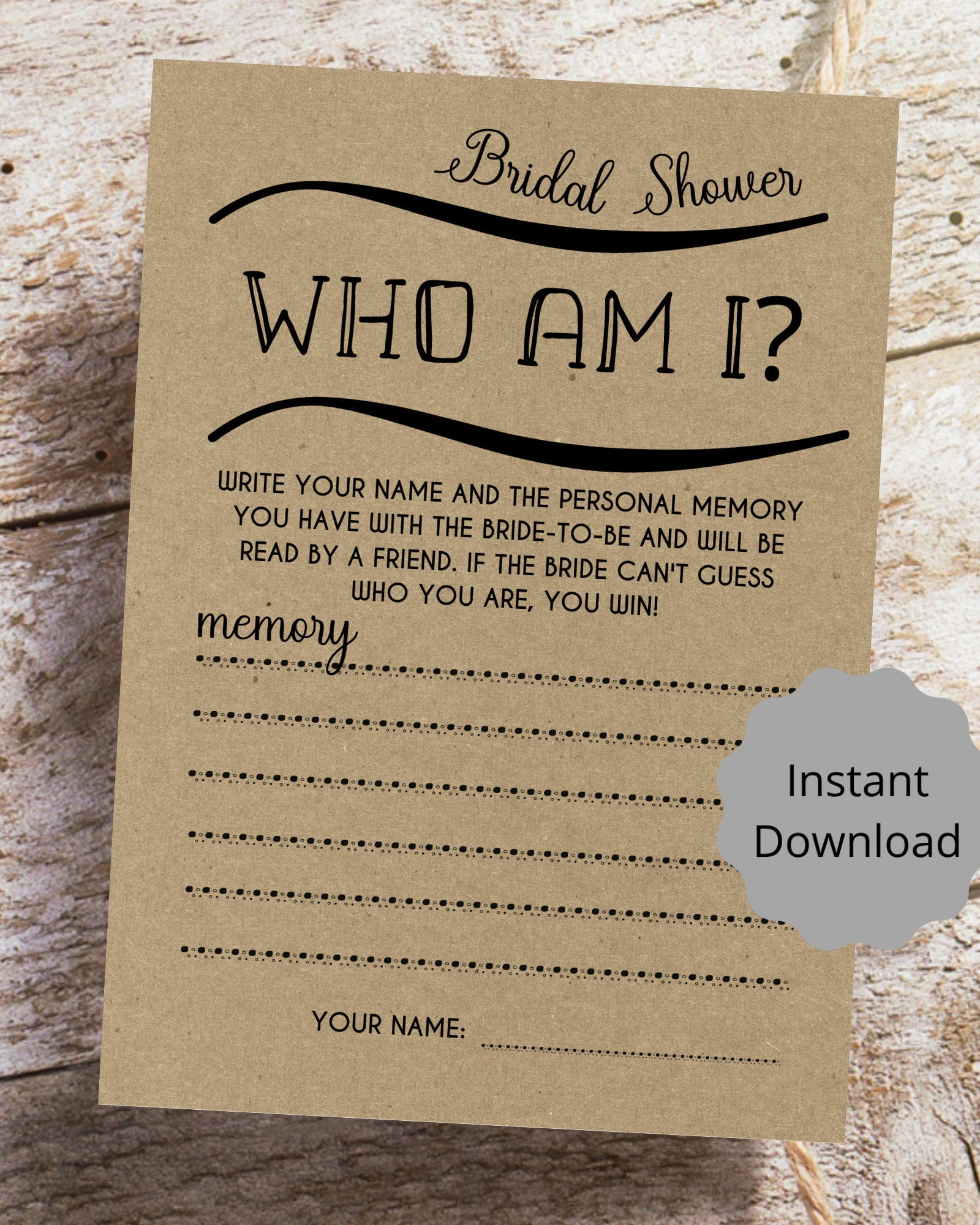 who am i bridal shower games printable instant download etsy