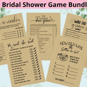 Minimalist Bridal Shower Games Bundle, Interactive Bride to Be Games, Bachelorette Party game, Instant Download, Couples Wedding Trivia Game