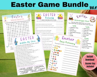 5 Easter Game Bundle Vol.1 | Fun Easter Game Set for Kids & Adults | Easter Fun Party Game | Easter Trivia | Spring Trivia l Easter Sunday