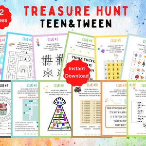 Indoor Teen Treasure Hunt | Teen and Tween Scavenger Hunt | Scavenger Hunt for Older Kids | Treasure Hunt Clues Kids | Birthday Game Tween