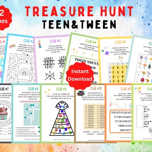 Caça ao tesouro interior para adolescentes | Caça ao tesouro de adolescentes e adolescentes | Caça ao tesouro para crianças mais velhas | Pistas de caça ao tesouro para crianças | Jogo de aniversário entre adolescentes