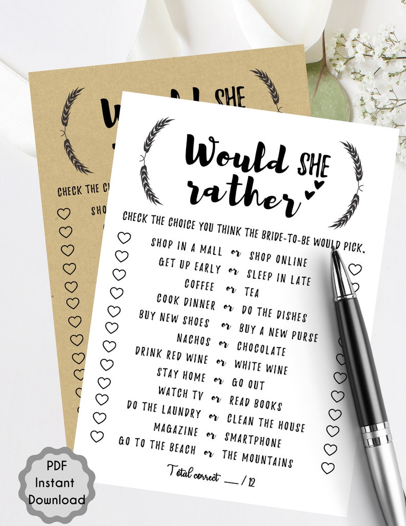 would she rather bridal shower games pdf printable