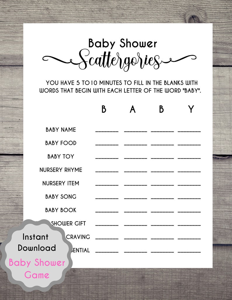 Baby Shower Scattergories Game Baby Shower Printables Baby - Etsy