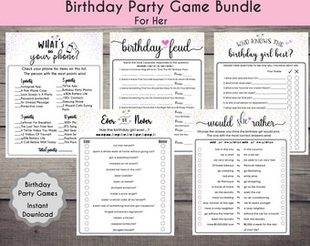 Birthday Games for Her Bundle, Adult Birthday Party, Birthday Trivia Games,20th, 21st, 25th, 30th, 35th, 45th, Birthday Games, PRINTABLEs